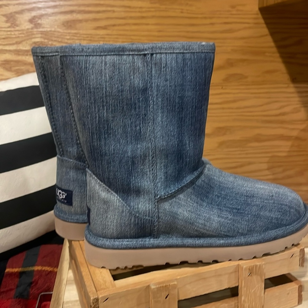 UGG classic short washed Denim color boots .